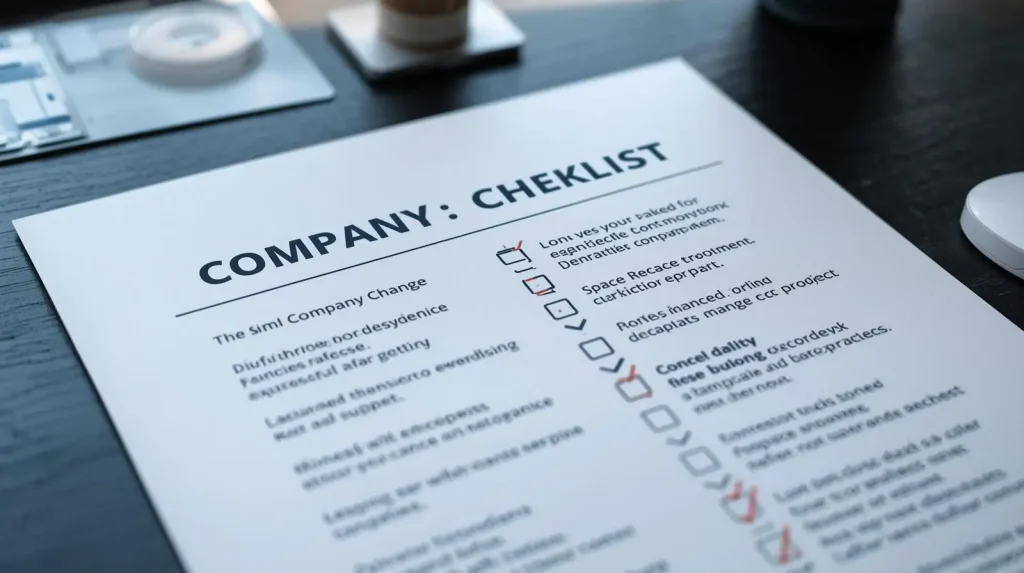 چک لیست تغییرات شرکت و تنظیم صورتجلسه